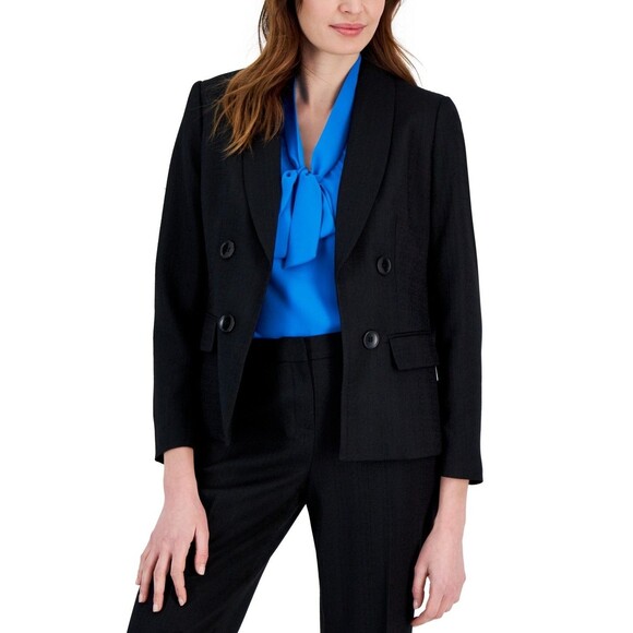 Kasper Petite Shawl Collar Open Front Blazer, Black, 6P - Picture 1 of 1